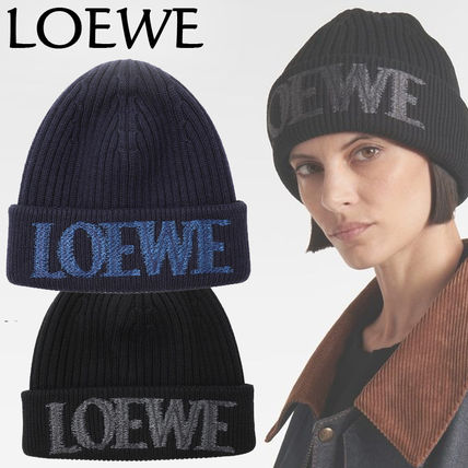 【送料関税込】LOEWE ビーニー カシミヤ ブラック ブラック（黒）系 LOEWE(ロエベ) ニットキャップ・ビーニー