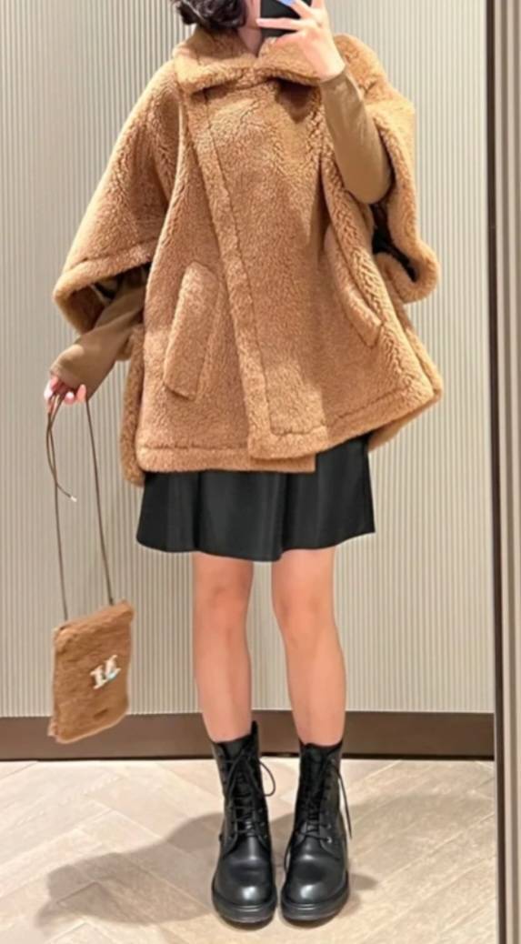 【CAMMELLO】MAX MARA TEBE ショートケープ MaxMara【TEBE】最新作 テディベア ケープ キャメル☆関税込み