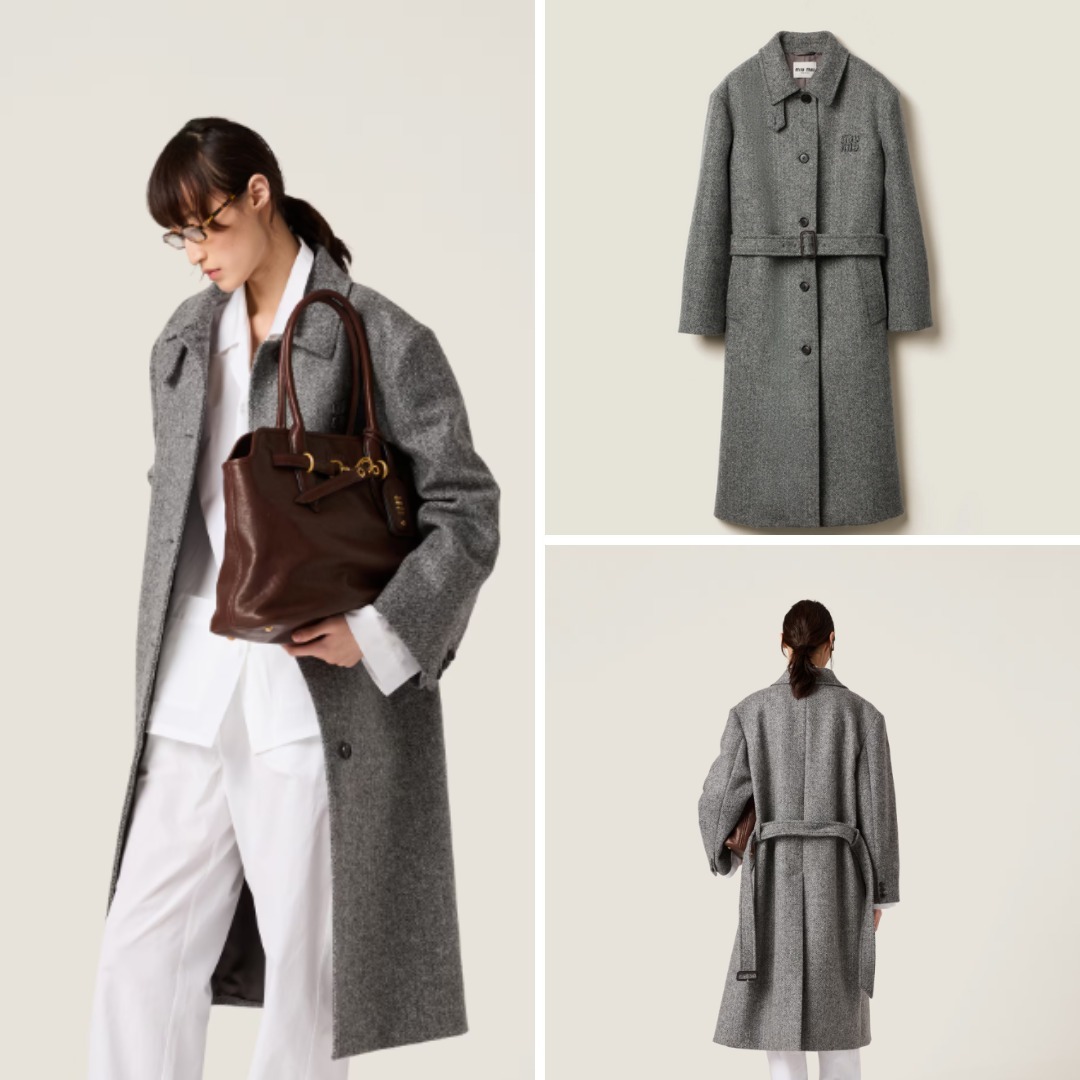 《送料無料》 MIU MIU Single breasted chevron coat