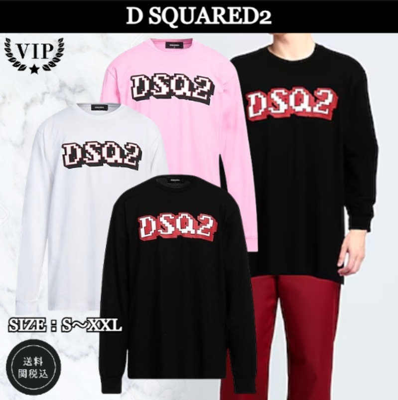 VIP価格☆【D SQUARED2】デザインロゴ L/S Tシャツ (送料関税込)