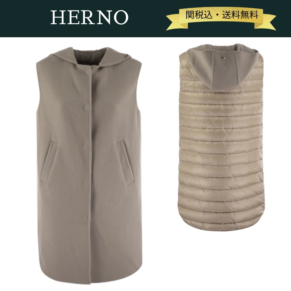 【関税・送料込】HERNO 24AW ウールフードノースリーブコート