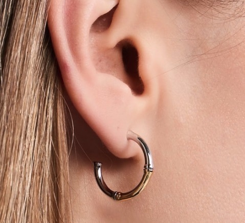 Kenneth Jay Lane ピアス サークル フープ バイカラー バンブー
