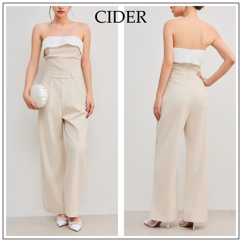 Cider◆リネン コットン ワイドレッグ ジャンプスーツ【送料込】