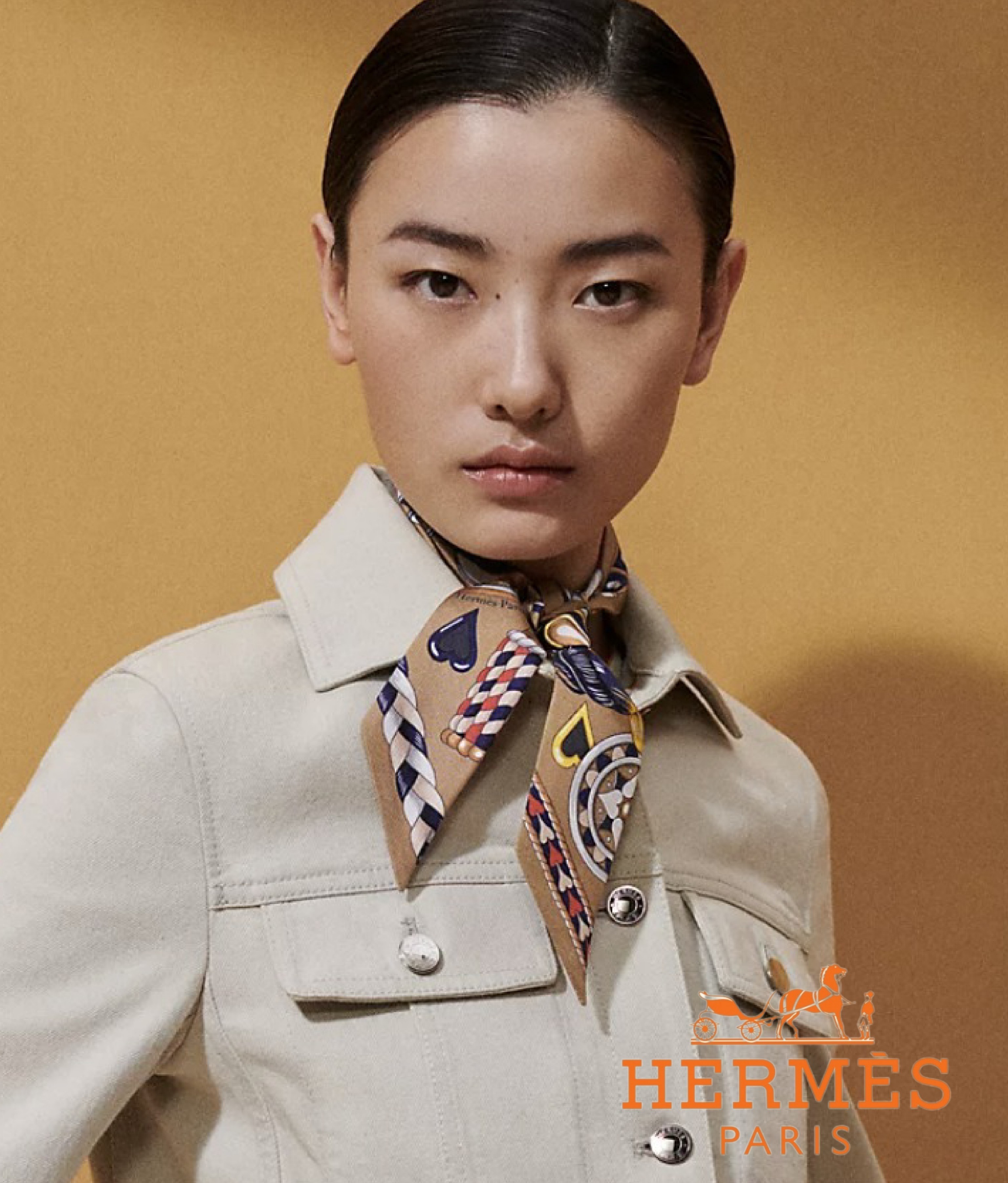 【限定商品】HERMES レディース スカーフ ベージュ シルク☆