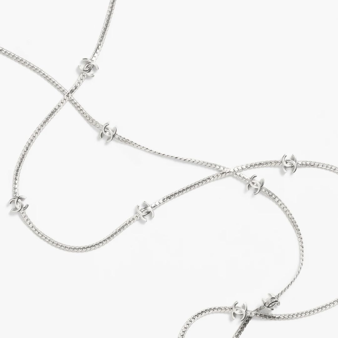 《24B》CHANEL ネックレス メタルゴールド シルバー ロング