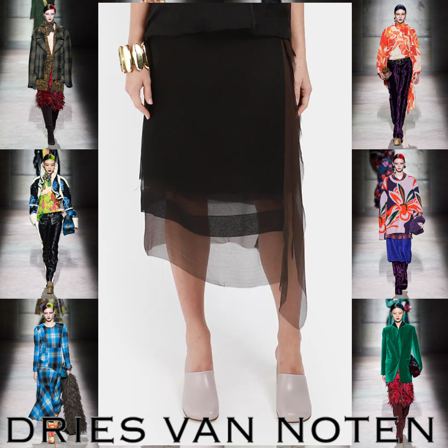 Dries Van Noten レイヤード スカート ブラック