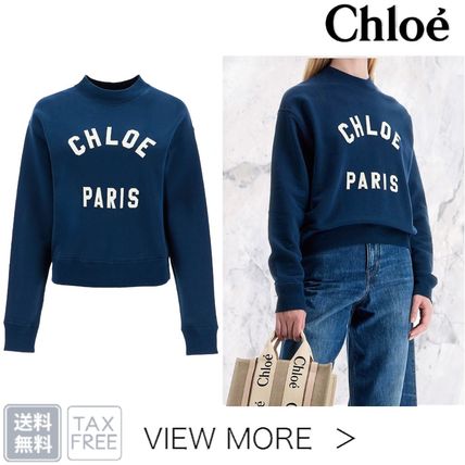 Chloe クロエ プリント スウェット 36 38 かなり可愛い オフ白 青