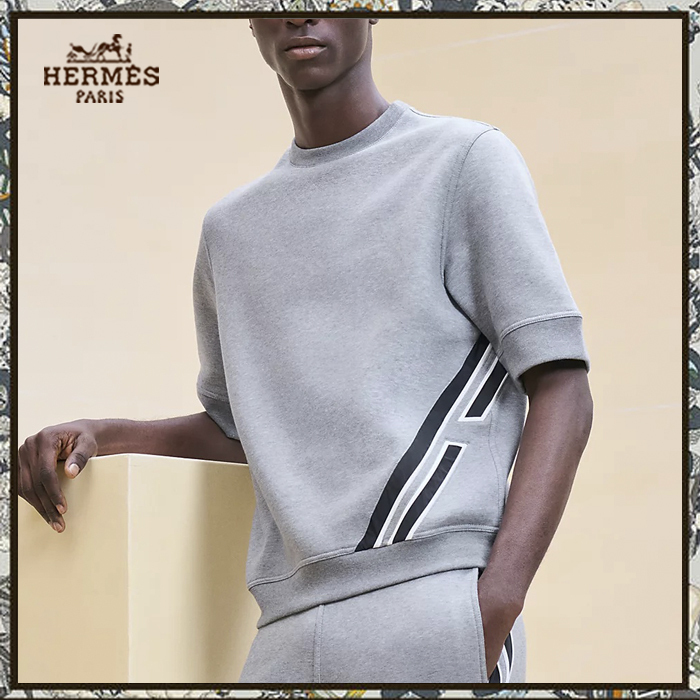 HERMES 24AW Tシャツ《Run H/ランH》グレー コットン DHL 直営店