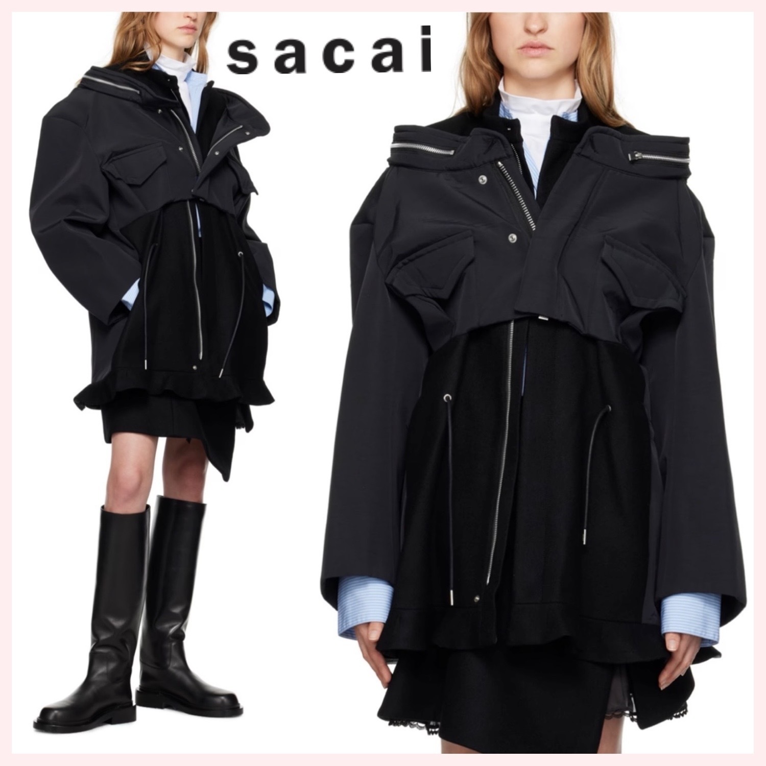 ★sacai★関税込♪NEW♪Grosgrain Bonding x Wool ジャケット