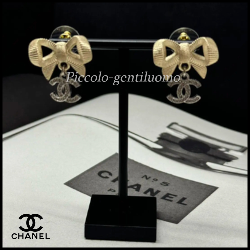 美しいリボン×揺れるCCマーク】CHANEL シャネル ピアス ピアス