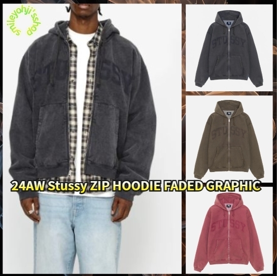 ★24AW 大人気★Stussy ZIP HOODIE FADED GRAPHIC