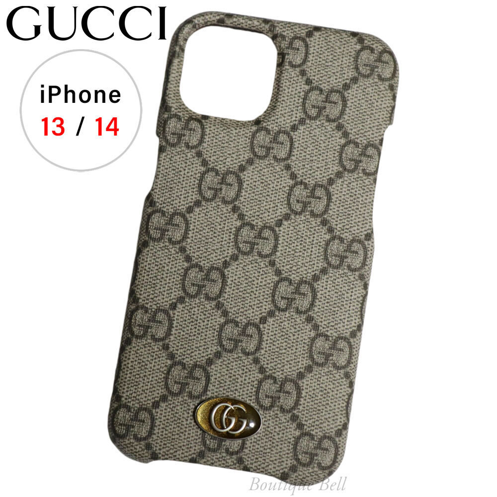 国内即発！グッチ GGスプリーム iPhone14 ケース ベージュ