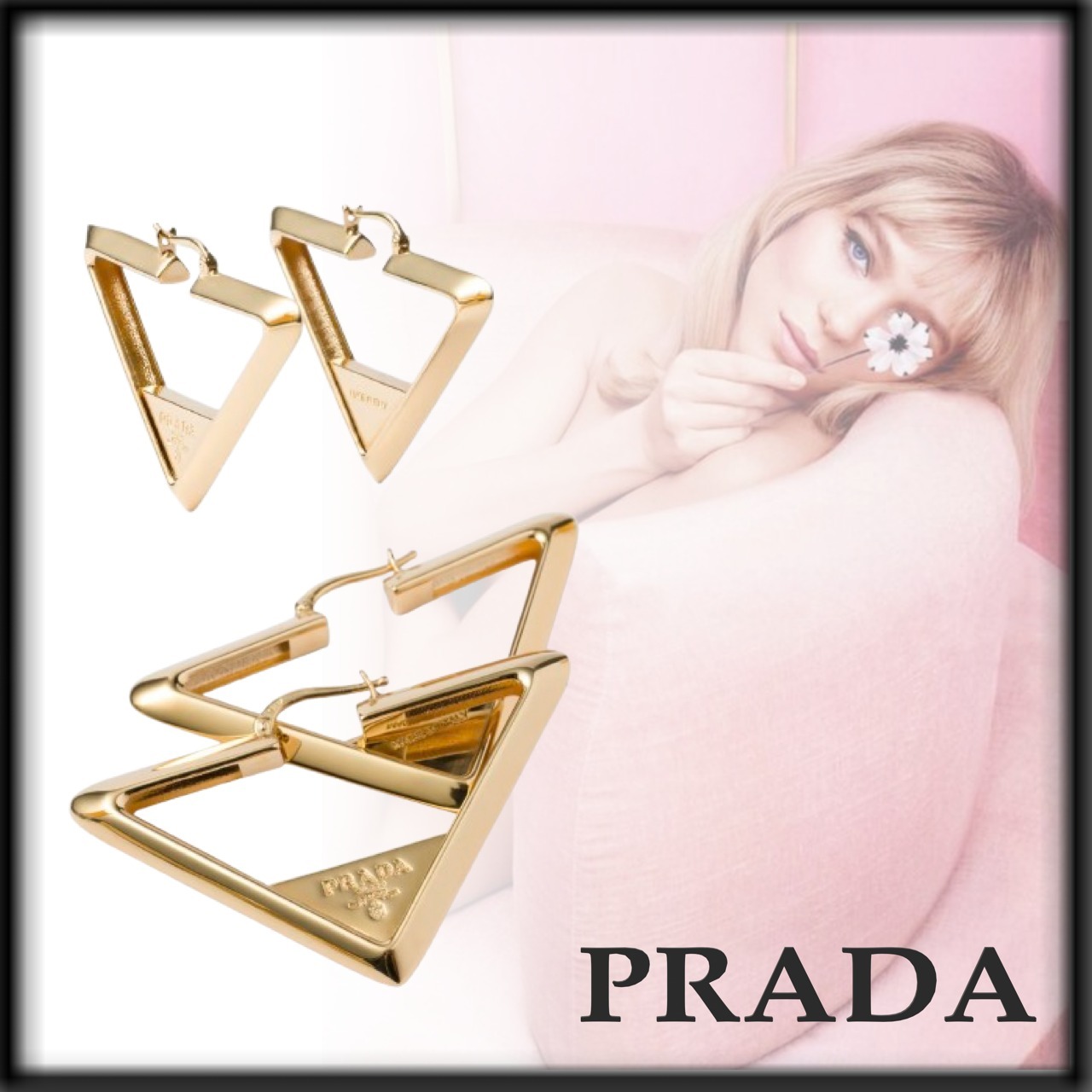 PRADA エレガント お洒落 トライアングル ピアス