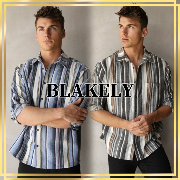 日本未入荷/関税込☆BLAKELY☆ストライプ 長袖 ボタンシャツ☆