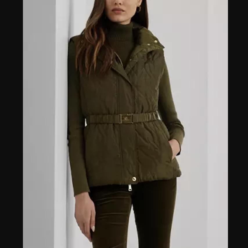 【RALPH LAUREN】ベルト付き キルティング ハイネック ベスト RALPH LAUREN】ベルト付き キルティング ハイネック ベスト
