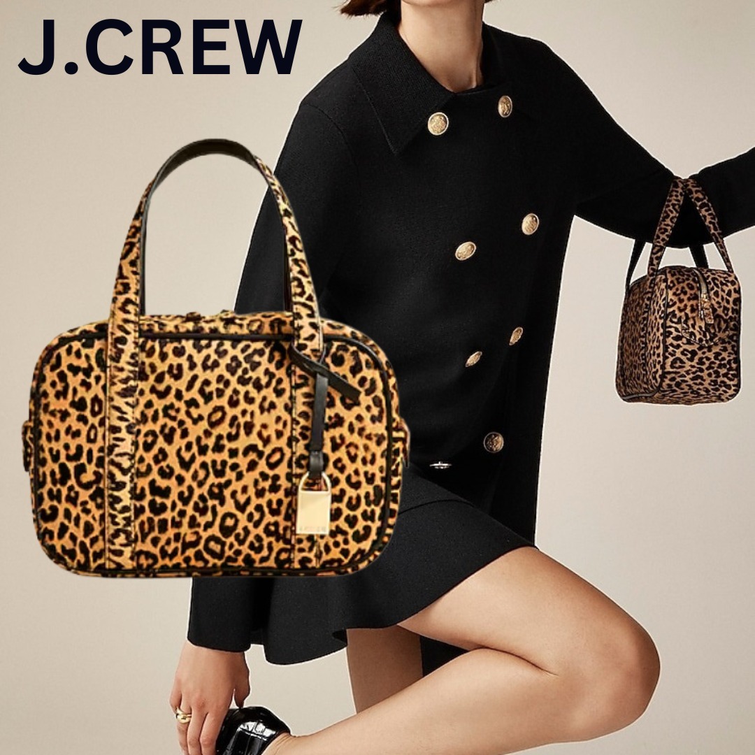 【J.CREW】ヘアカーフ☆カーフスキン レオパード ハンドバッグ