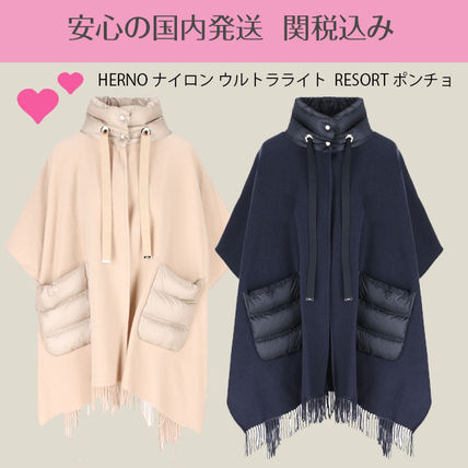 HERNO RESORT ポンチョ ケープ カシミヤ混 ベージュ 40 目覚め