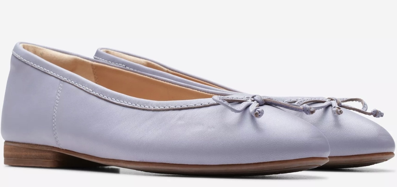 Clarks ソフト フラット ライラック パープル スニーカ レザー