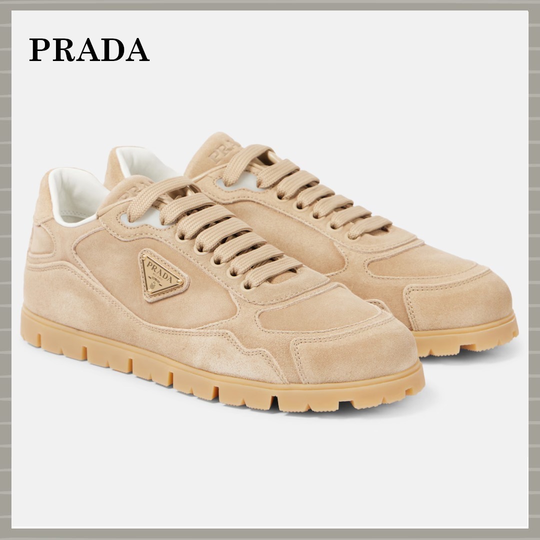 【PRADA】フェイデッドスエード スニーカー/ ベージュ