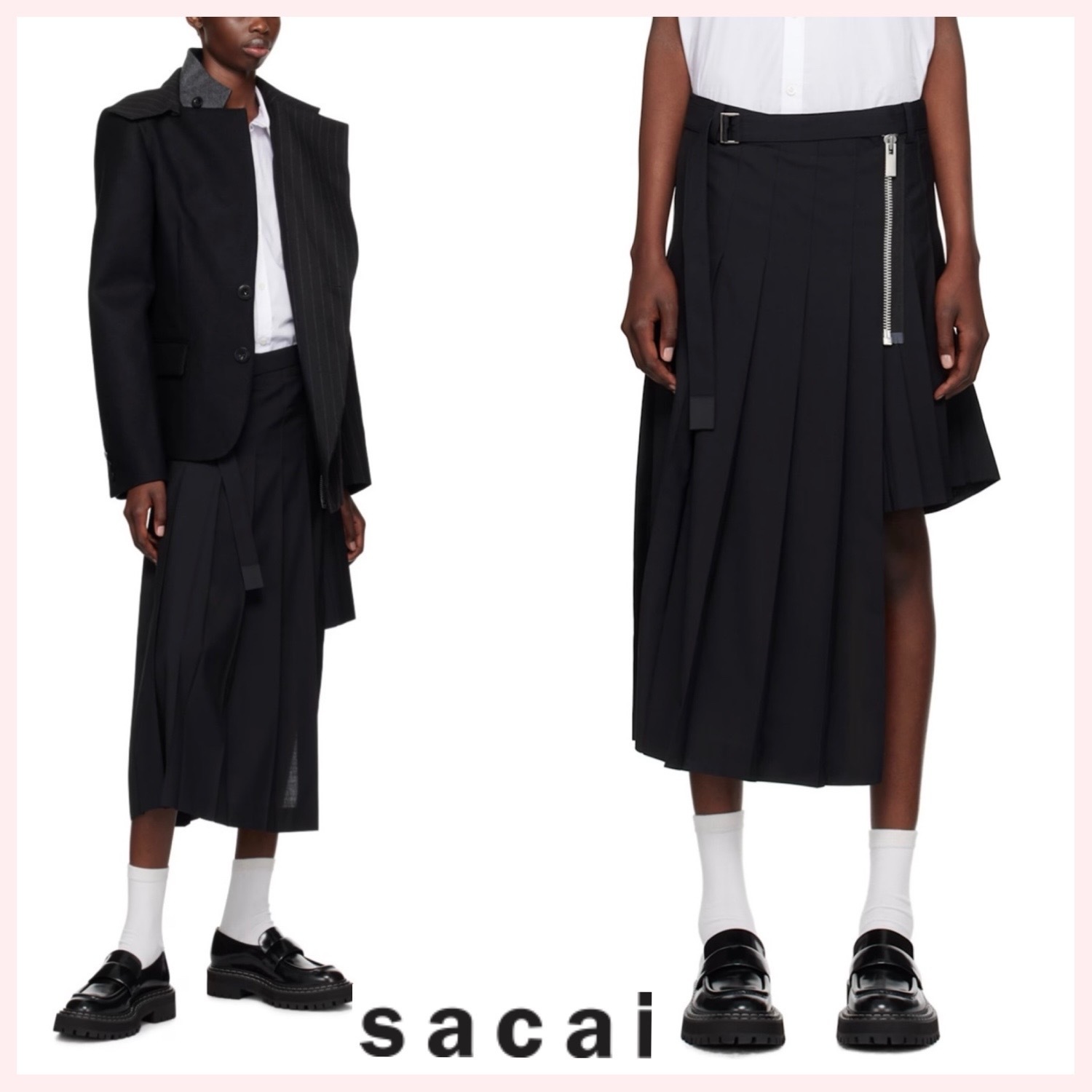 ★sacai★関税込♪日本未入荷♪Suiting プリーツ ミディスカート