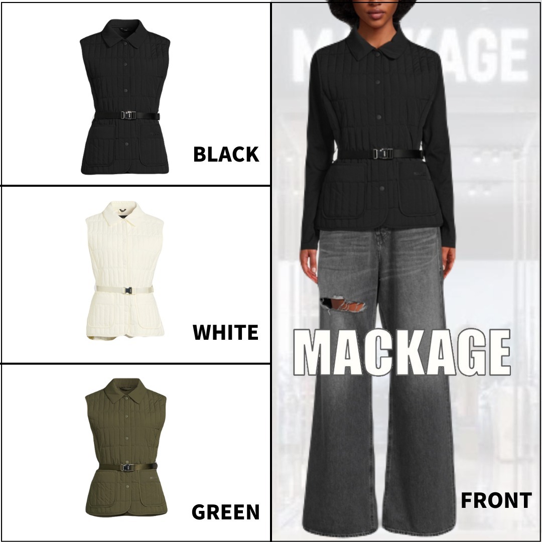 関税送料込【MACKAGE】マッカージュ ダウンベスト カーキ/BK/WH