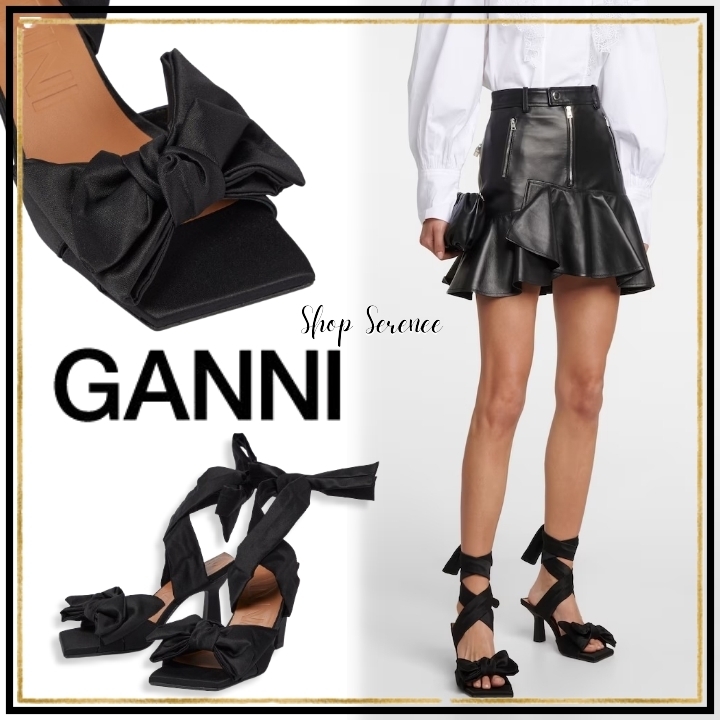 国内発☆関税込【Ganni】リボントリム レースアップサンダル