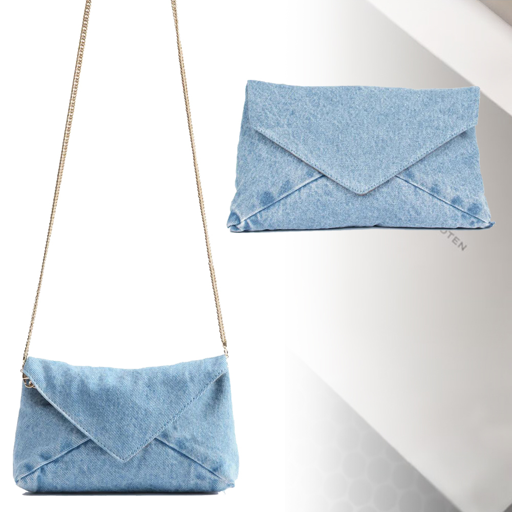 【DRIES VAN NOTEN】デニム エンベロープバッグ Blue 送料関税込