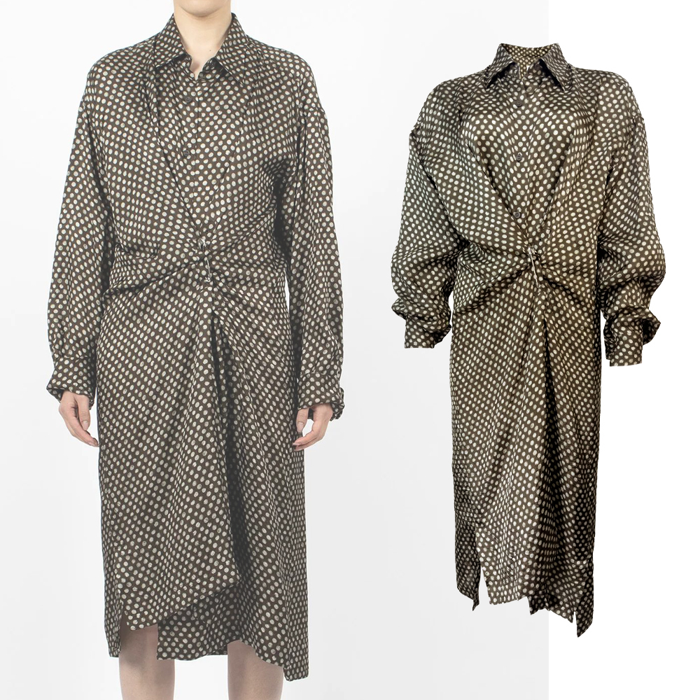 【DRIES VAN NOTEN】ドット柄 ドレープ ワンピース 送料関税込