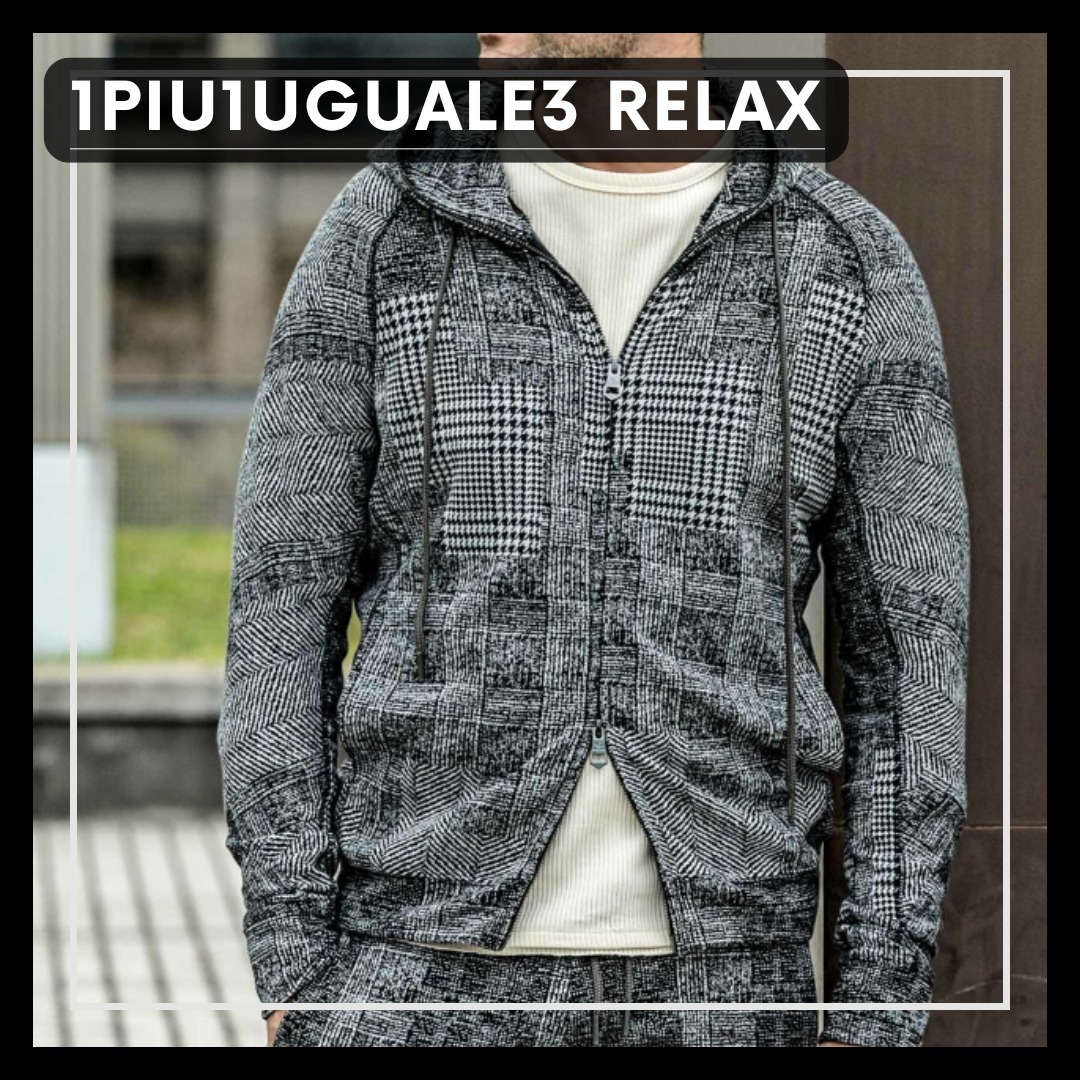 人気■1PIU1UGUALE3 RELAX■ハウンドトゥースジャガードパーカー