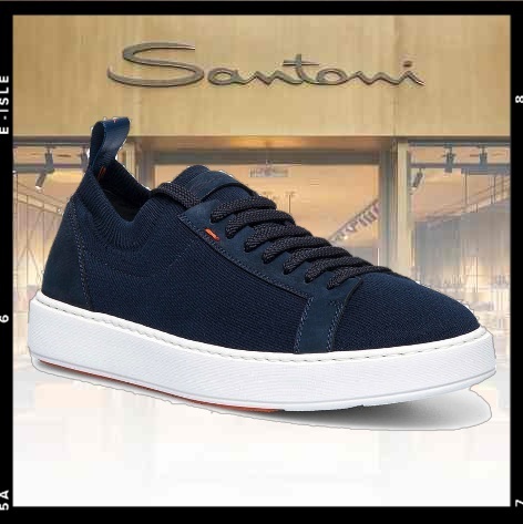 希少【SANTONI】レザー スニーカー