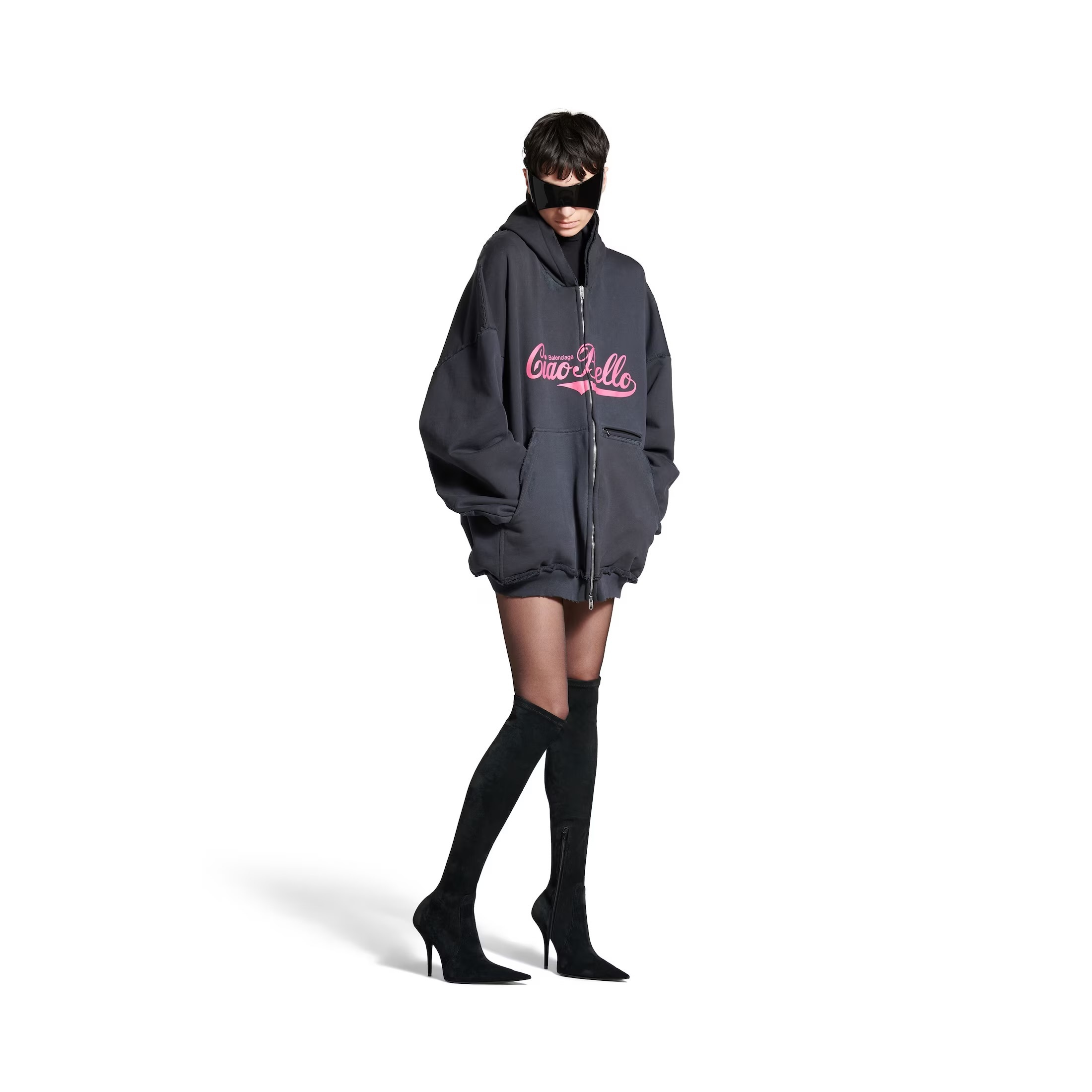 24AW】BALENCIAGA CIAO BELLO PULLED ロゴ コットン フーディ