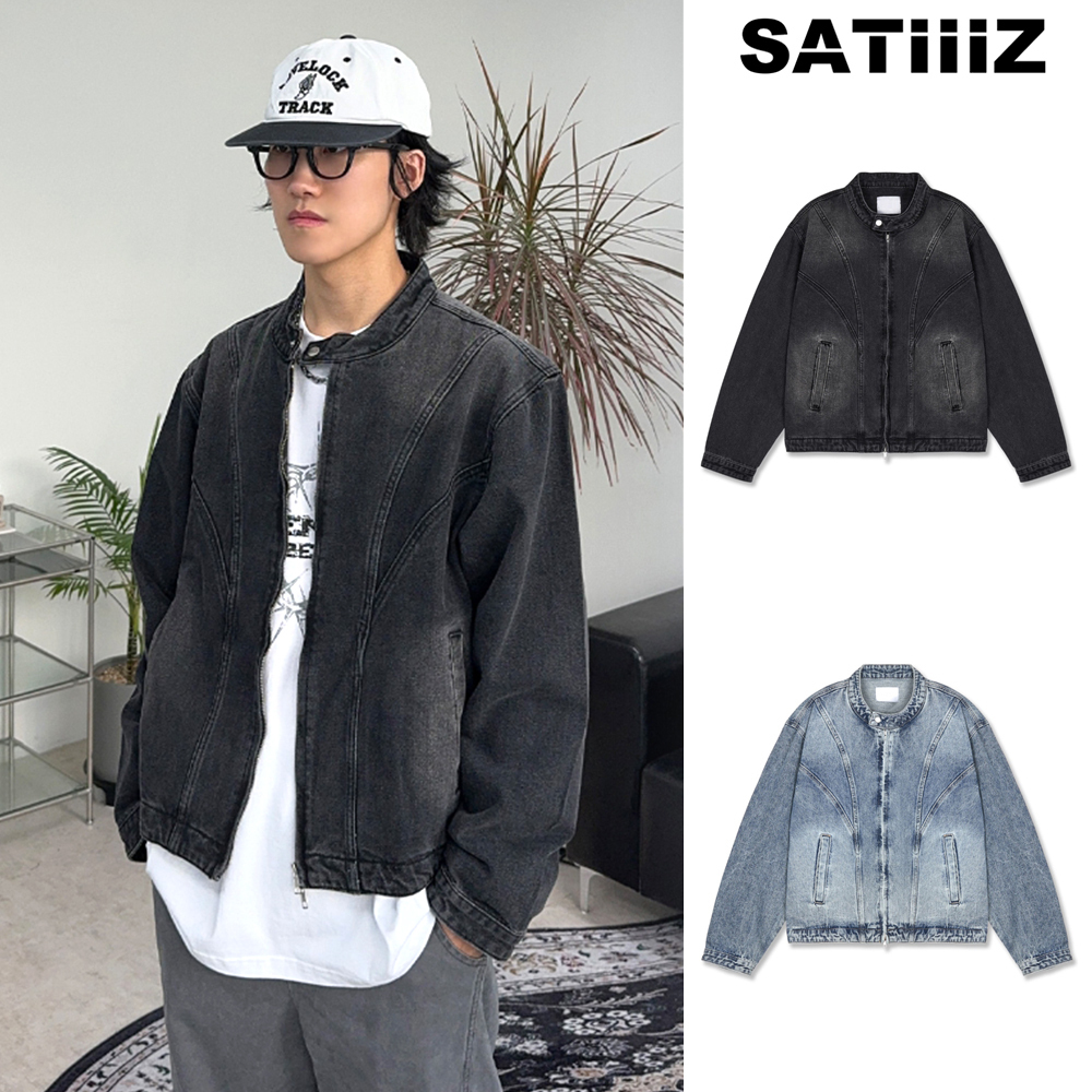 【SATIIIZ】Shard biker denim jacket