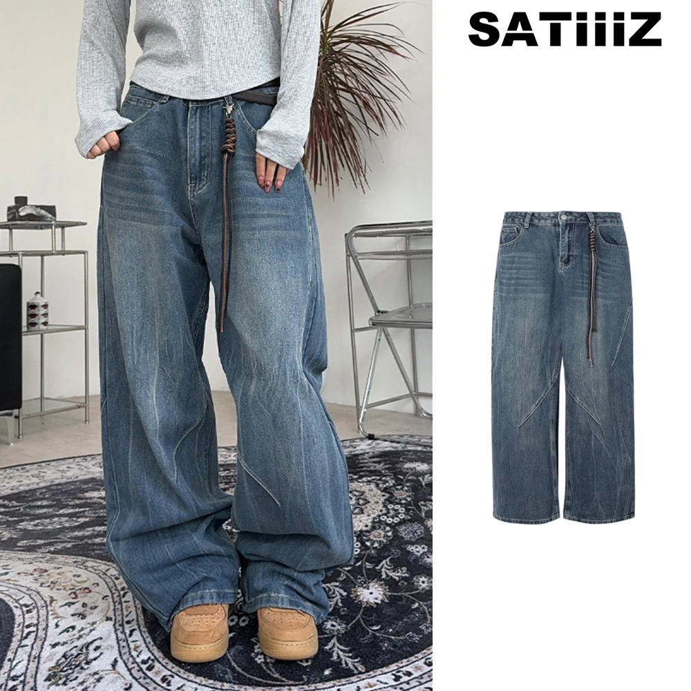【SATIIIZ】Delic Keyring Washed Denim Pants (Keyring SET)