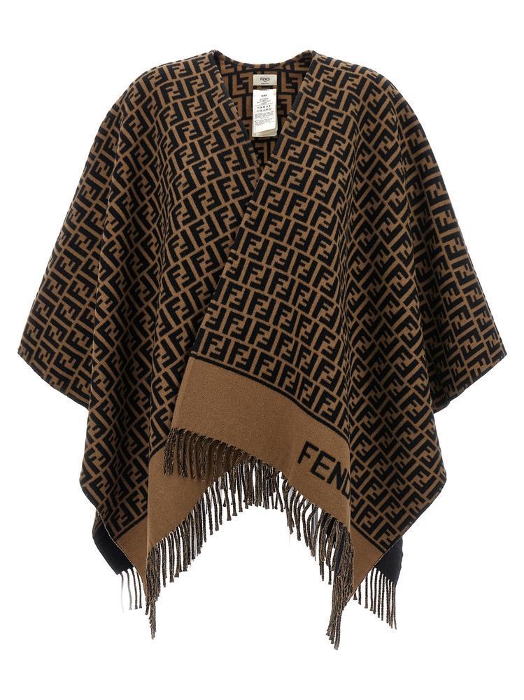 関税送料込★FENDI★FFモチーフ カシミア ポンチョ★BROWN