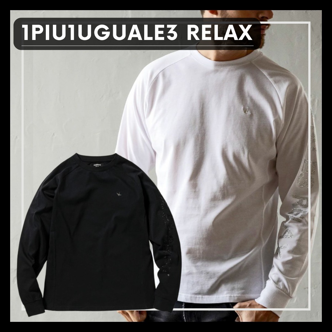 人気■1PIU1UGUALE3 RELAX■ラインストーンロゴ ロングTシャツ