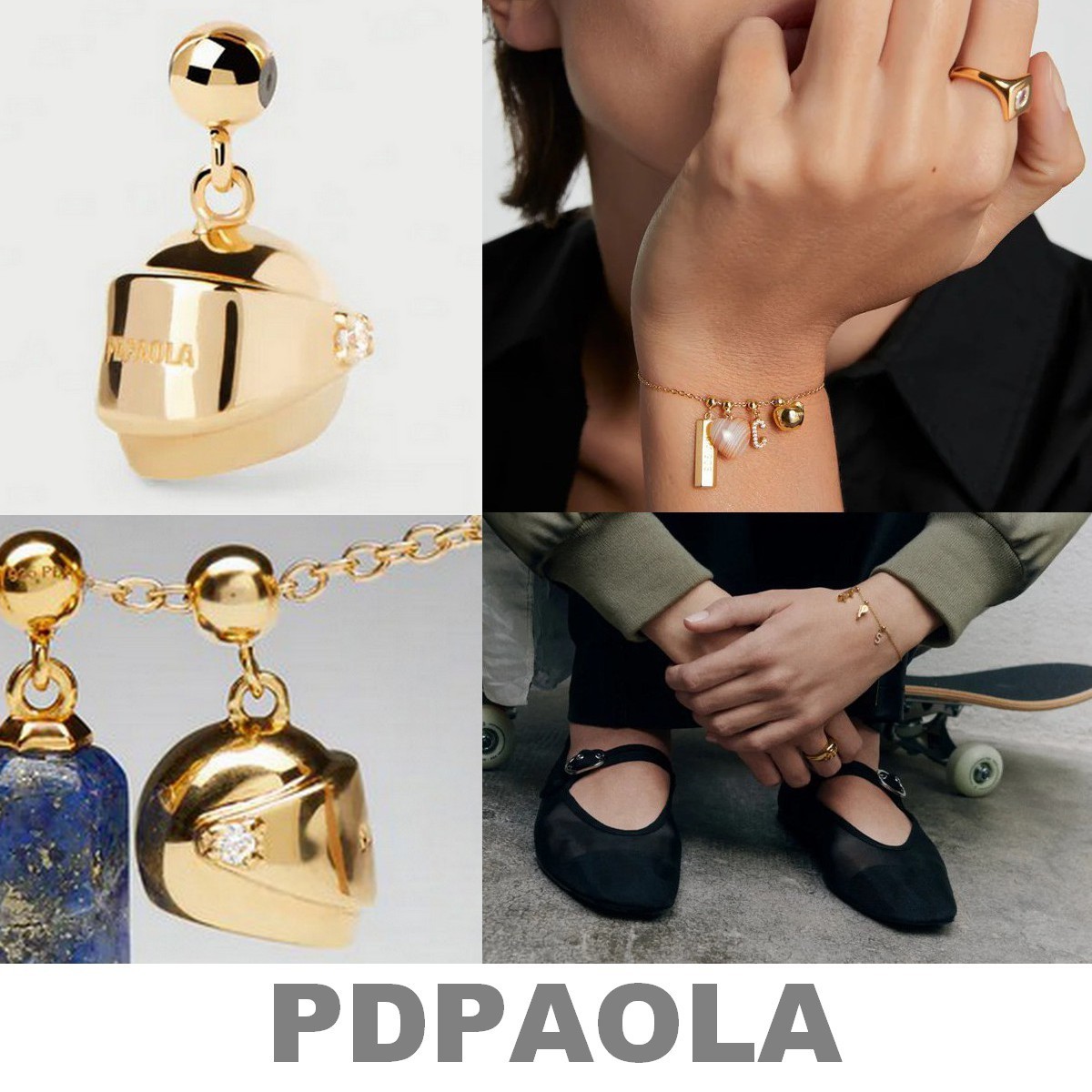 【LB掲載】限定◆PDPAOLA ヘルメット型 チャームブレスレット◆G