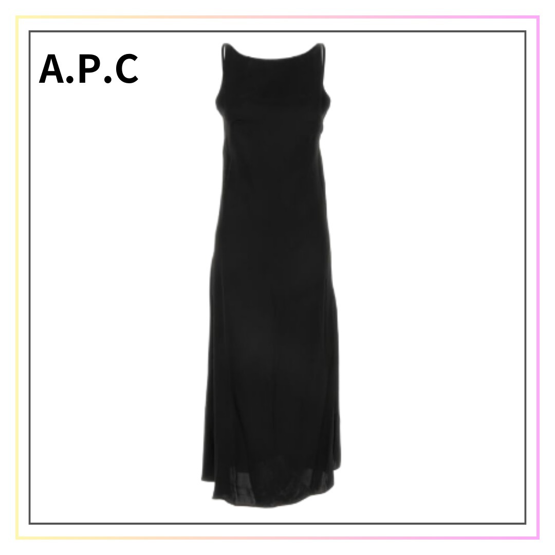 関税、送料込み A.P.C ブラックサテンのジュニアドレス