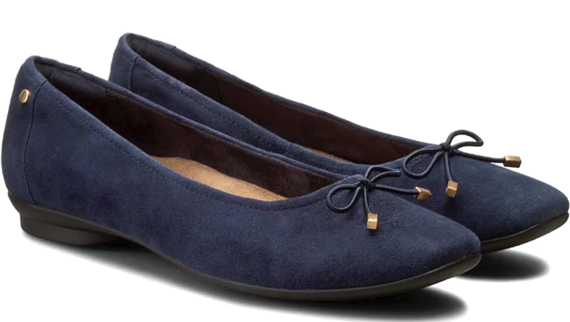 Clarks バレエ フラット ネイビー ブルー スエード オフィス