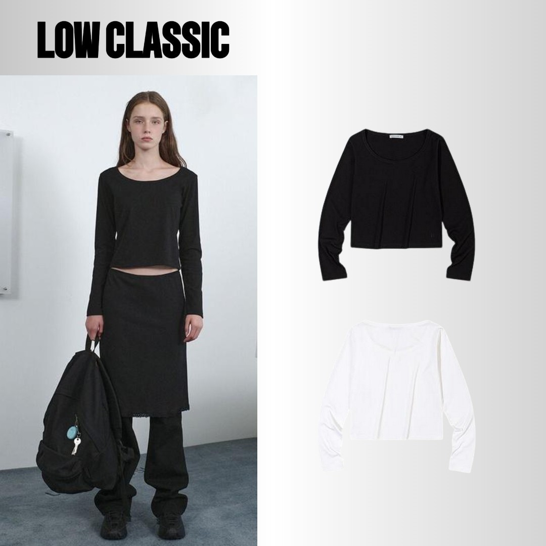 [LOW CLASSIC] ★ORGANIC SILKET SCOOP NECK T-SHIRT (2色)