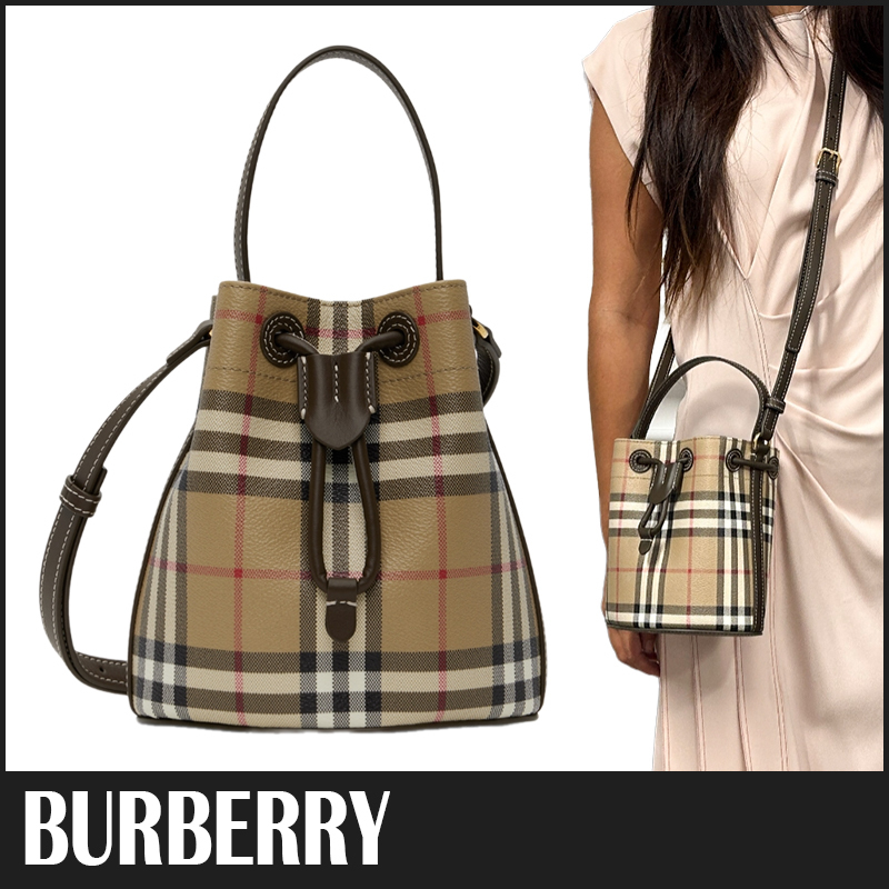 送料関税込☆Burberry バーバリー ミニ チェック バケットバッグ