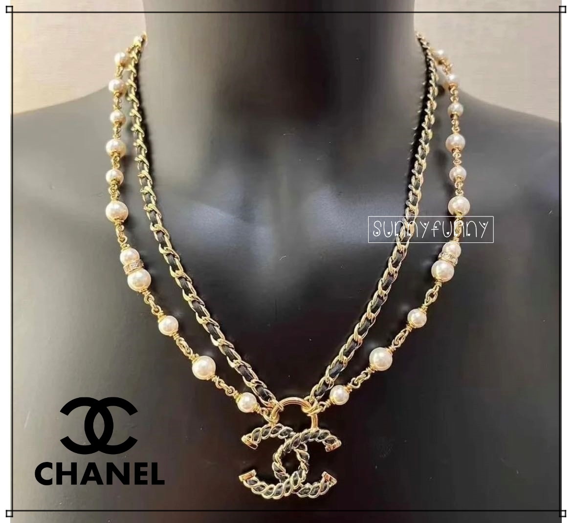 《24K★》 CHANEL ネックレス レザー パール