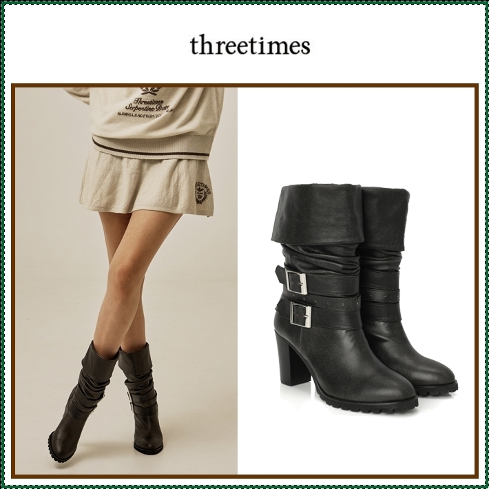 【threetimes】 Vintage slouchy boots/追跡付