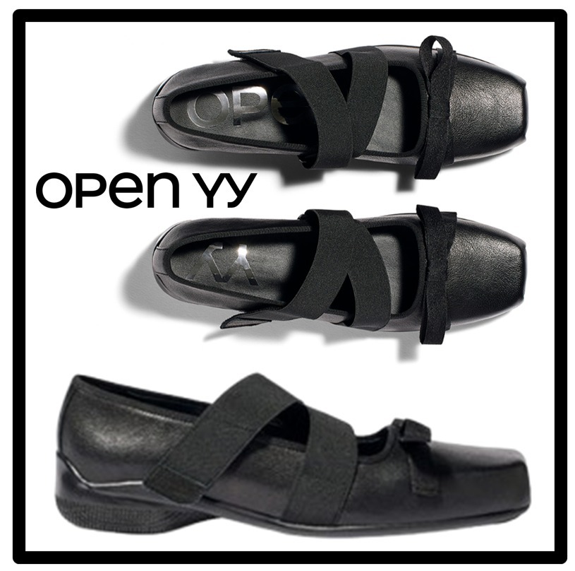 ★関税込★OPEN YY★CROSS BAND BALLET FLATS★BLACK★