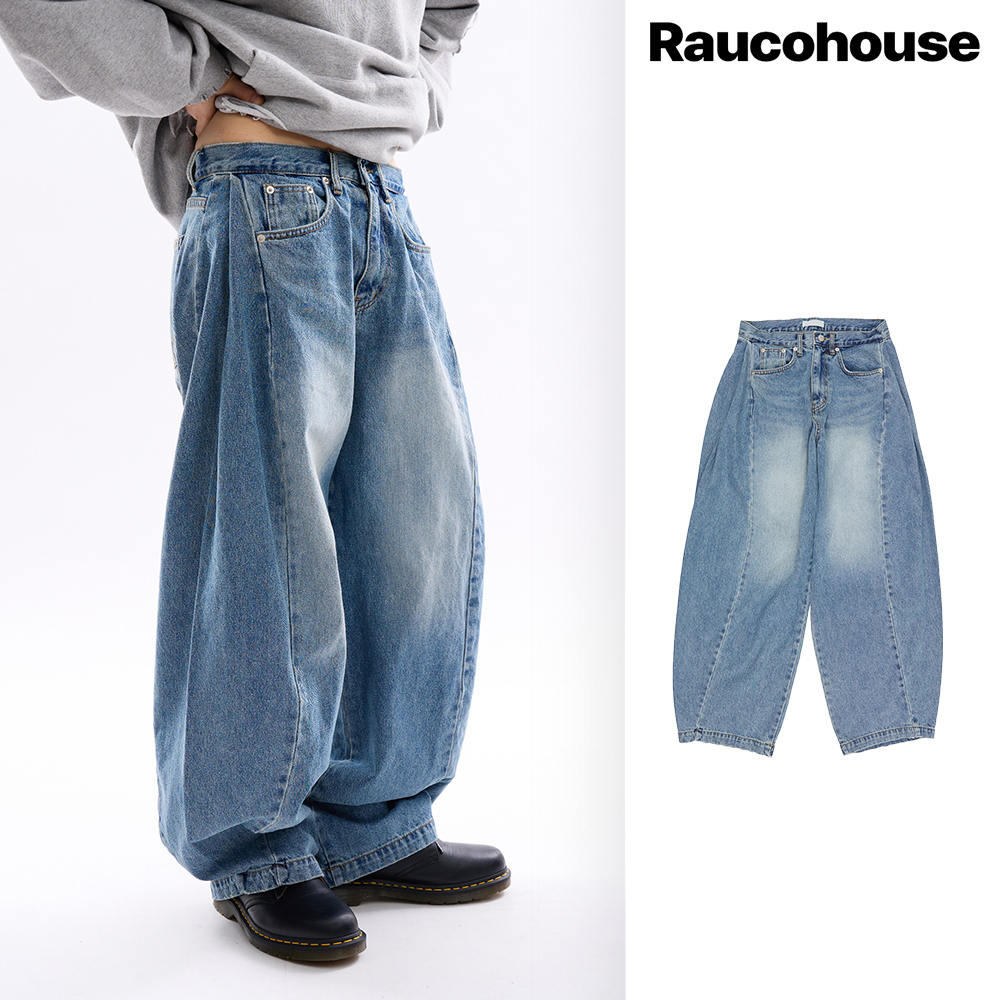 【Raucohouse】Jafar side tuck balloon denim pants
