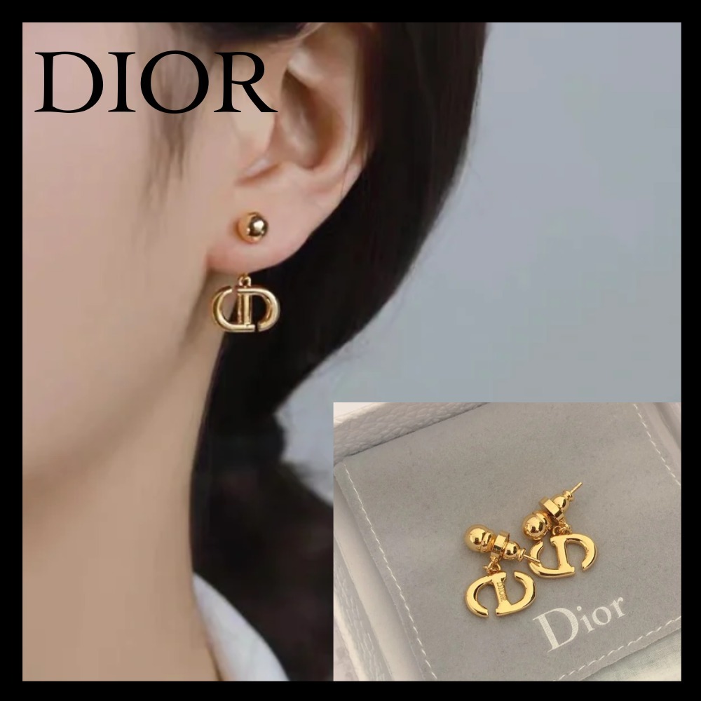 【ディリー使いに♪安心の国内発送】Dior Navy ピアス ゴールド
