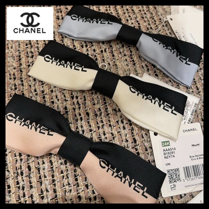 【上品で清楚なデザインが素敵☆】CHANEL リボンシュシュ シャネル CHANEL CCロゴ リボン シュシュ AA8925 ヘア