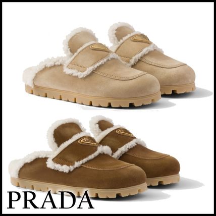 PRADA 人気 お洒落 スエード&シアリング スリッパ PRADA 人気 お洒落 スエード&シアリング スリッパ (PRADA