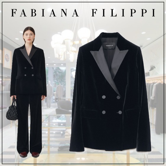 [FABIANA FILIPPI] ダブルブレストベルベットタキシード