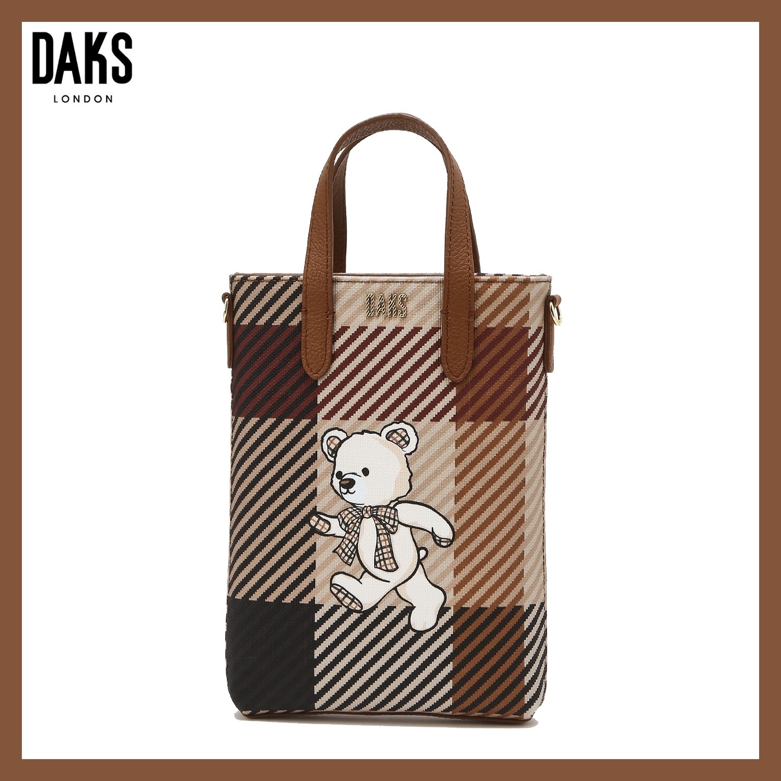 ★DAKS★Brown Bear Check Tote Bag Mini★