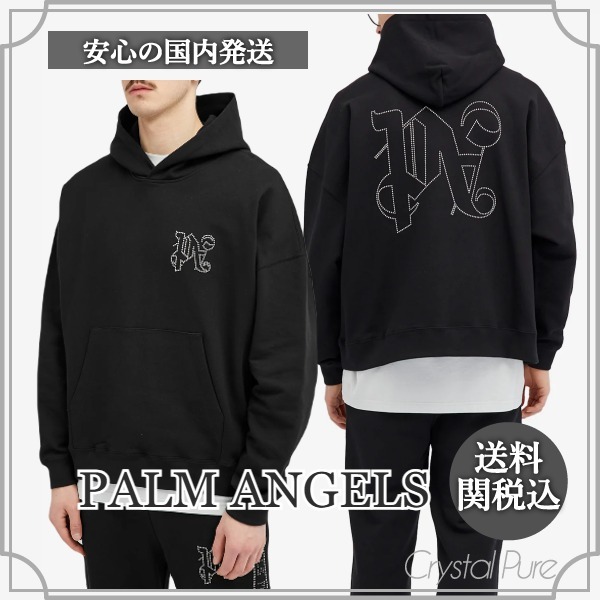 【PALM ANGELS】スタッズロゴ モノグラム フーディ コットン